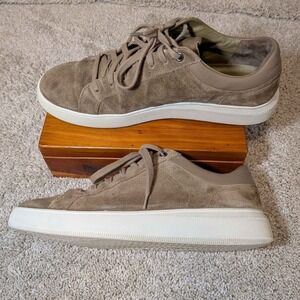 Vince Mens Suede Low Top Sneakers Taupe Brown Leather Trim Size 10M EUR 44